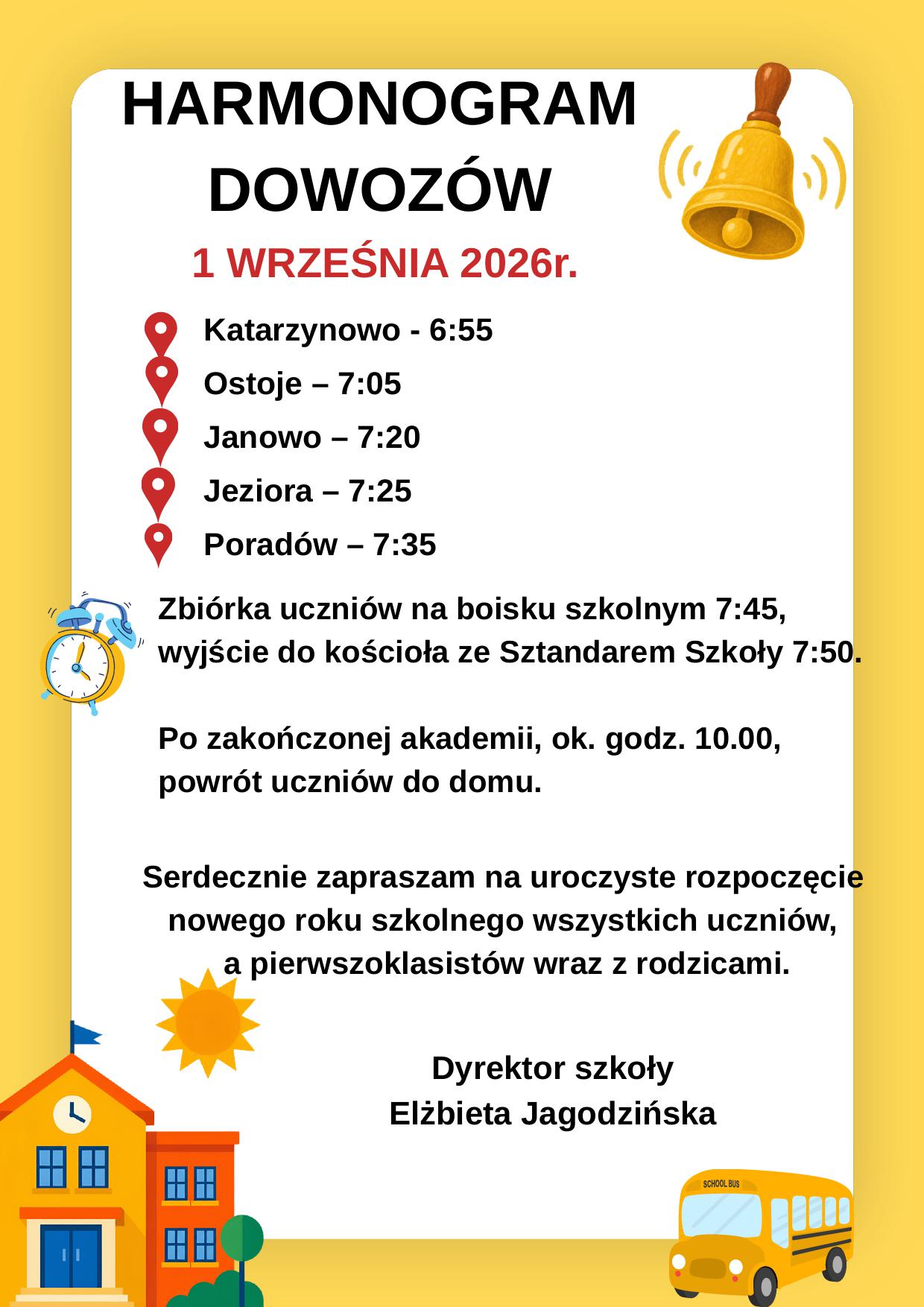 DOWOZY 1 WRZEŚNIA 2026r